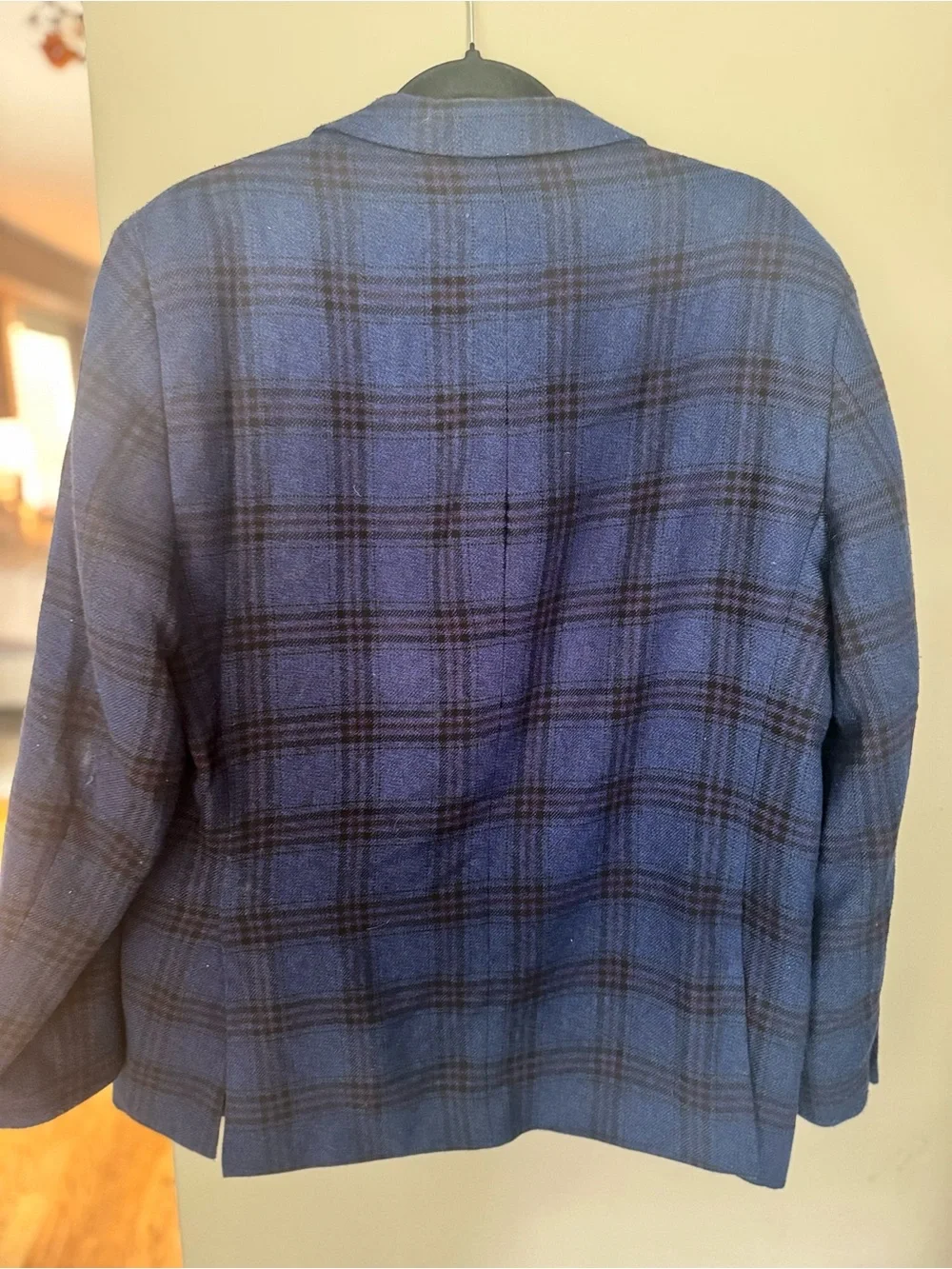 Savile Row 100% Wool Blue Plaid Sport Coat Blazer